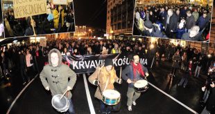 Mijëra qytetarët në rrugët e Beogradit, kanë protestuar kundër dhunës politike, në Serbi