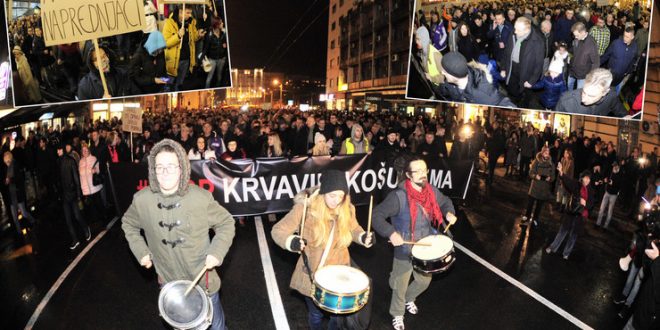 Mijëra qytetarët në rrugët e Beogradit, kanë protestuar kundër dhunës politike, në Serbi