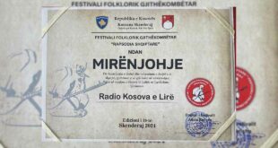 Mirënjohje për Radio Kosova e Lirë nga Festivali Folklorik Gjithëkombëtar "Rapsodia Shqiptare" – Skënderaj 2024