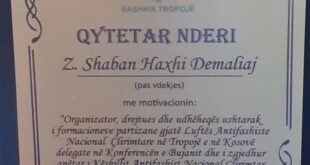 Skënder Demaliaj: Në Bashkinë e Tropojës u organizua ceremonia e dhënies së titullit “Qytetar Nderi”, Shaban Haxhi Demalisë dhe Murat Pacit