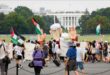 Qindra qytetarë pro-palestinezë në Amerikë. protestuan para Shtëpisë së Bardhë kundër kryeministrit izraelit B. Netanyahu
